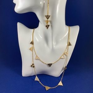 Handmade set Earrings & double chain.